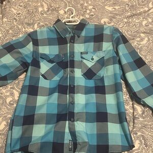 DIXXON Blue and Black Plaid Button Down Shirt